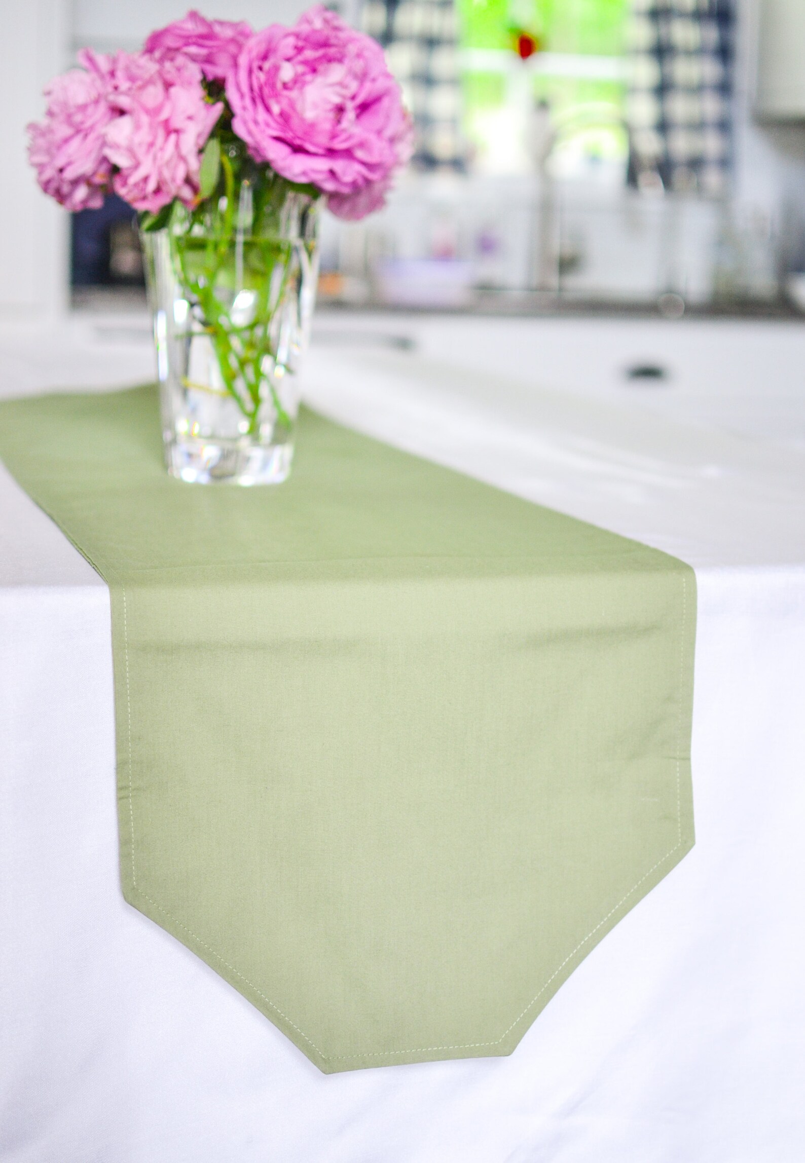Short Sage Table Runner Light Green Dining Room Decor Etsy