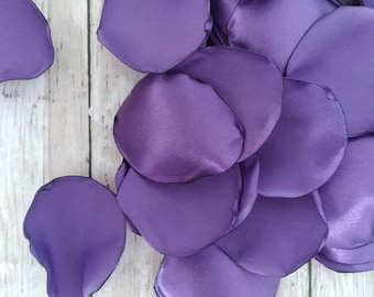Eggplant satin rose petals, artificial flower petals