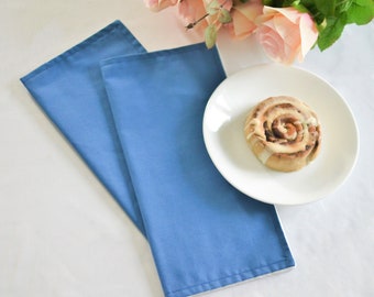 Solid blue cloth napkin, fabric reusable dinner serviette