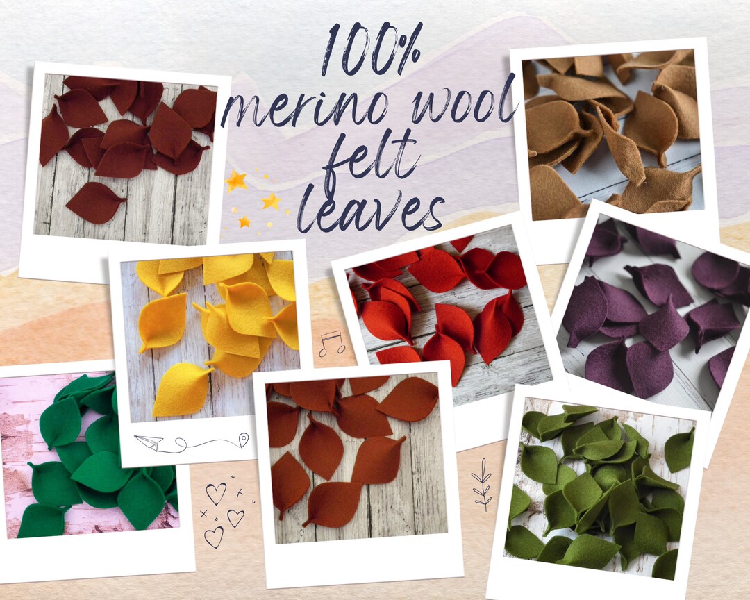 Wool Felt Leaves in 100 Colors, for Petal Toss, Flower Girl Leaf