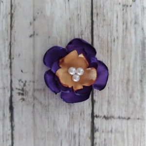 1 Zoll antikes Gold und lila Satin Blumen Verzierungen