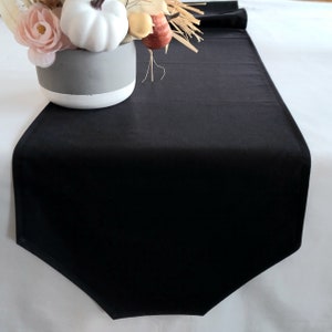 Solid Black Table Runner: Lightweight Cotton Blend, Banquet Linens