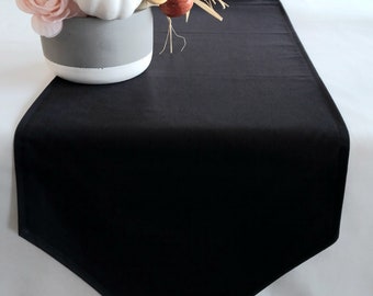 Solid black table runner, neutral banquet table runner, wedding table linens, dining room decor