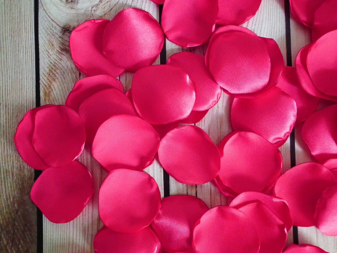 Cherry Satin Rose Petals Hot Pink Artificial Flower Petals Etsy