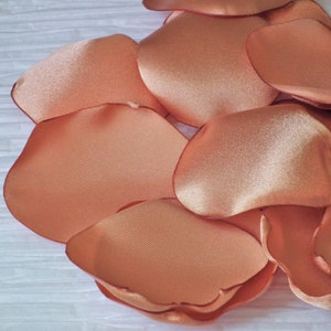Rose gold colored satin rose petals, artificial flower petals, made to order image 2