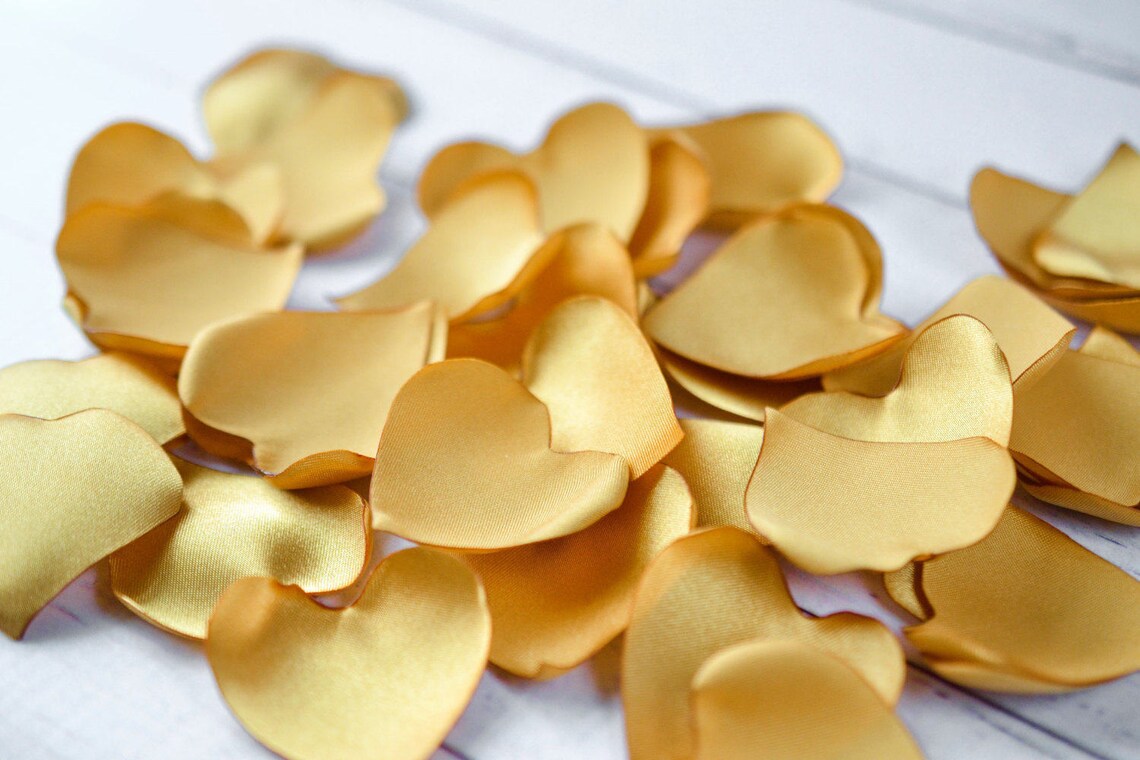 Heart Shaped Antique Gold Rose Petals Artificial Satin Flower Etsy