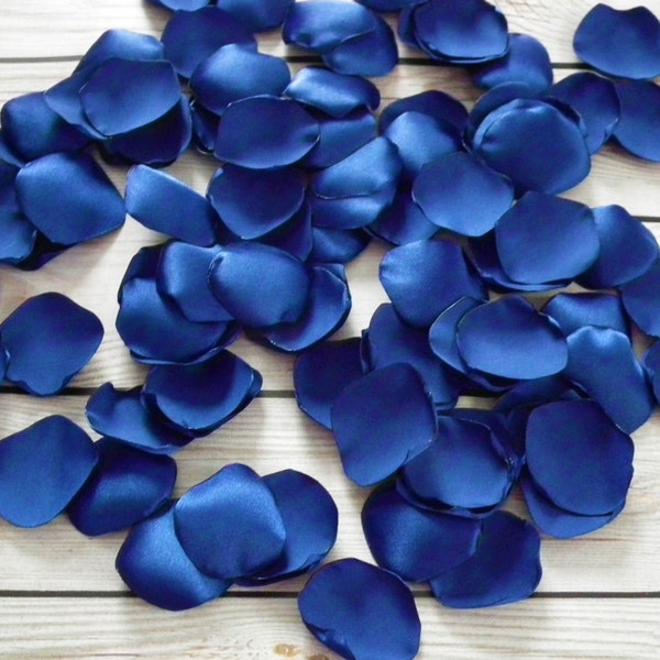 Sapphire colored satin rose petals - for wedding flower basket, aisle, anniversary, or date night, cobalt blue flower petals