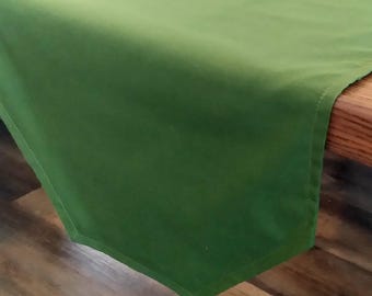 Camino de mesa verde acebo liso, decoración de comedor, mantelería para bodas, mantelería