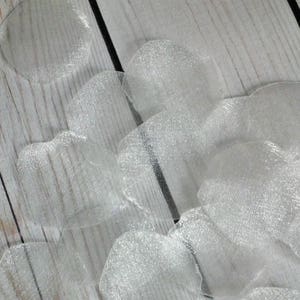 White organza rose petals - shimmery, sheer flower petals for wedding basket or aisle decor, made to order