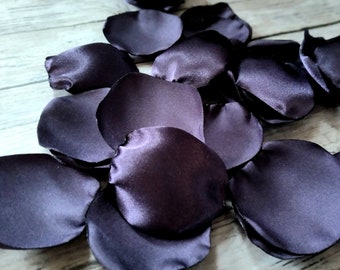 Eggplant satin rose petals, artificial flower petals