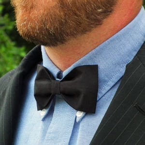 Men&#39;s clip-on black bow tie; formal wedding, prom, recital, made to order