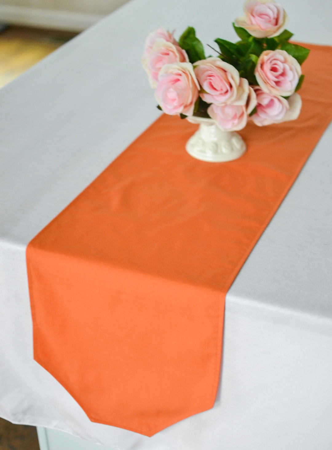 Pumpkin Table Runner, Solid Orange Runner, Bureau Scarf End Tables