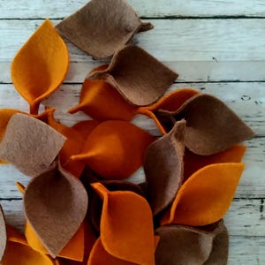 Acorn and sweet potato colored felt leaves for petal toss, flower girl leaves, autumn wedding, Thanksgiving table, 100% merino wool felt
