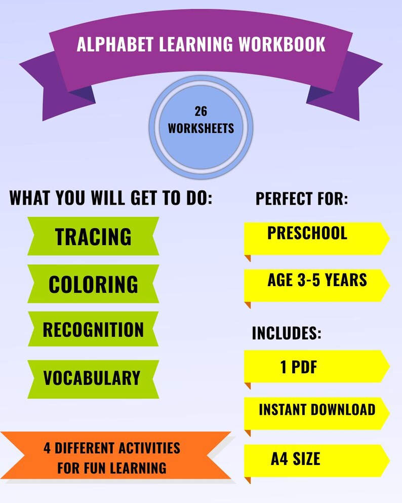 Preschool Alphabet Worksheets | A-Z Letter Tracing, Coloring ...