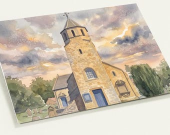 Pencaitland Parish Church Tower Greeting Cards- Pack of 10 - Eco-Friendly Thinking of You Greeting Cards - Historic Scottish Stationery