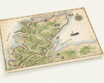 NC500 Map Postcard Set - Antique Style Scotland Road Trip Stationery - Personalized Gift for Adventurers (10 Pack)