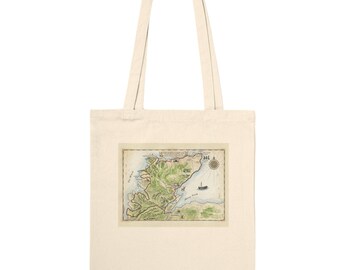 NC500 Map, Antique Style North Coast 500 Route Print, Scotland Road Trip Souvenir, Gift for Travelers - Premium Tote Bag
