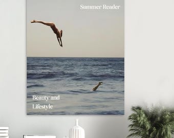 Vintage Vogue Magazine Cover Poster – Summer Diver Sea Print, Retro Fashion Wall Art
