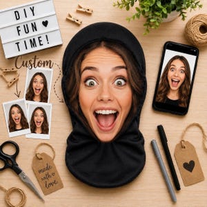 Pasamontañas con foto personalizada, gorro con estampado 3D personalizado que cubre todo el rostro.