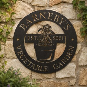 Personalized Vegetable Garden Metal Sign, Custom Family Name Veggie Patch Wall Decor