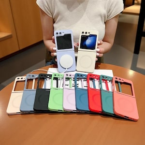 Custodia magnetica in silicone, cover morbida per ricarica wireless per Samsung Galaxy Z Flip 3-7, custodia protettiva antiurto.
