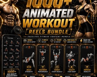 1000+ Gym Workout Reels Bundle | Animated Fitness Videos for Instagram TikTok | Personal Trainer Marketing (Digital Download)