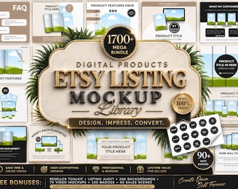 Etsy Listing Mockup Templates PLR | 1700 Editable Canva Mockups For Etsy Listing, Thumbnail Templates | DFY Product Images | Resell Rights