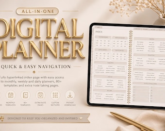 Digital Planner Undated iPad GoodNotes Notability Android | Daily Weekly Monthly Stickers Hyperlinked PDF Journal Planner 2025 2026