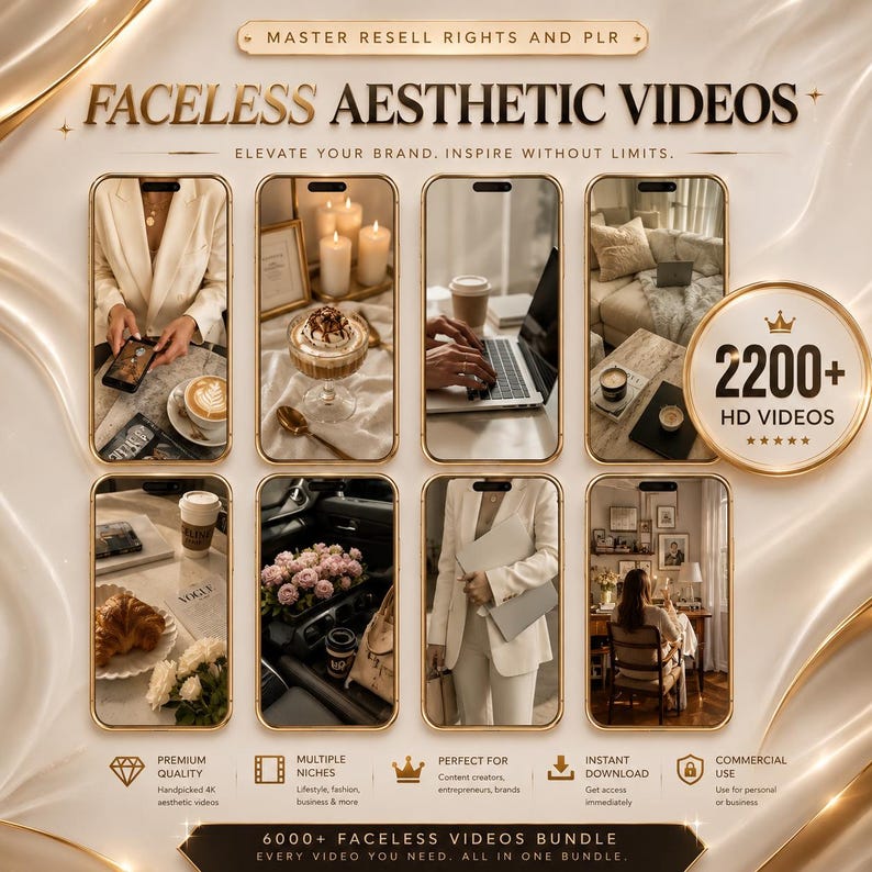 Faceless Reels Bundle | Aesthetic Videos for Instagram TikTok YouTube Shorts | Faceless Marketing | PLR MRR Resell Rights | Instant Download image 3