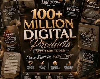 100M+ Digital Products Mega Bundle | Master Resell Rights MRR & Private Label Rights PLR for Passive Income | Done For You DFY Business