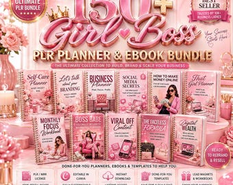 150+ Girl Boss Bundle PLR Planner eBook Bundle Canva Templates MRR Resell Rights Business Lady Digital Marketing