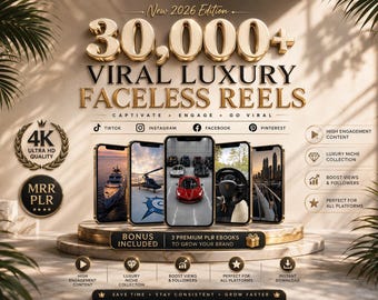 30.000+ Viral Luxury Rich Lifestyle Video Reels | Cars, Yacht, Plane, Millionaire | TikTok, Instagram, YouTube, Digital Marketing, MRR, PLR