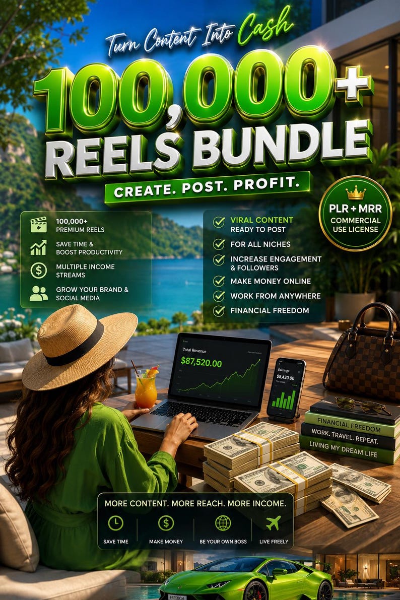 100,000+ Viral Reels Bundle | Faceless Content | AI Animated Videos | TikTok Instagram YouTube Shorts Pack PLR MRR image 11