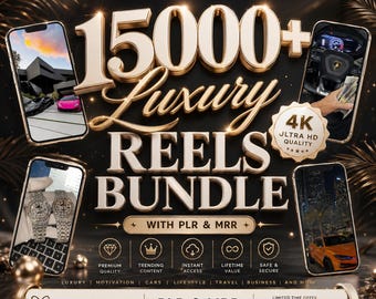 15.000+ Viral Luxury Rich Lifestyle Videos Reels | Cars, Plane, Millionaire | TikTok, Instagram, YouTube, Digital Marketing with MRR & PLR