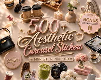 Instagram Trending Carousel Stickers | Aesthetic Viral Digital Marketing Canva Pack | MRR PLR