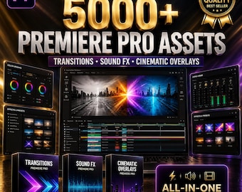 5000+ Premiere Pro Bundle | Transitions, Sound FX and Overlays | Drag & Drop Video Editing | Instant Digital Download