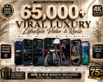 65.000+ Viral Luxury Rich Lifestyle Video Reels | Cars, Yacht, Plane, Millionaire | TikTok, Instagram, YouTube, Digital Marketing, MRR, PLR