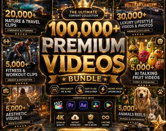100,000+ Viral Reels Bundle | Faceless Content | AI Animated Videos | TikTok Instagram YouTube Shorts Pack PLR MRR