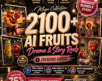 2100+ AI Fruits Drama Reels Bundle | Story Videos, Social Media Content | Instant Digital Download
