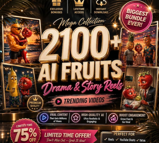 2100+ AI Fruits Drama Reels Bundle — Story Videos & Social Media Content