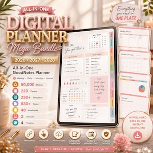 All-in-One Digital Planner 2026, 2027 & Undated Digital Planner, Digital Journal, Digital Goodnotes Template, Daily Planner, Notability