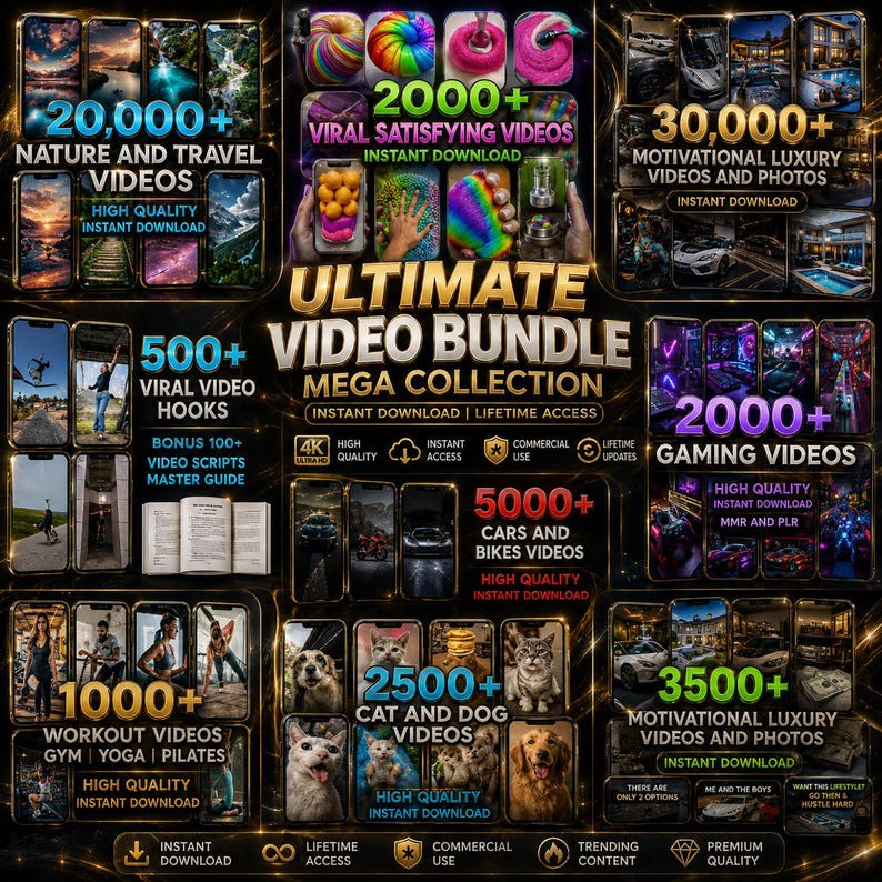 100,000+ Viral Reels Bundle | Faceless Content | AI Animated Videos | TikTok Instagram YouTube Shorts Pack PLR MRR image 3