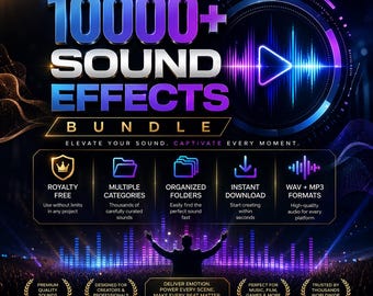 10,000+ Sound Effects Bundle | YouTube, Cinematic, Ultimate SFX Pack, Sound Effect Library, Video Editing