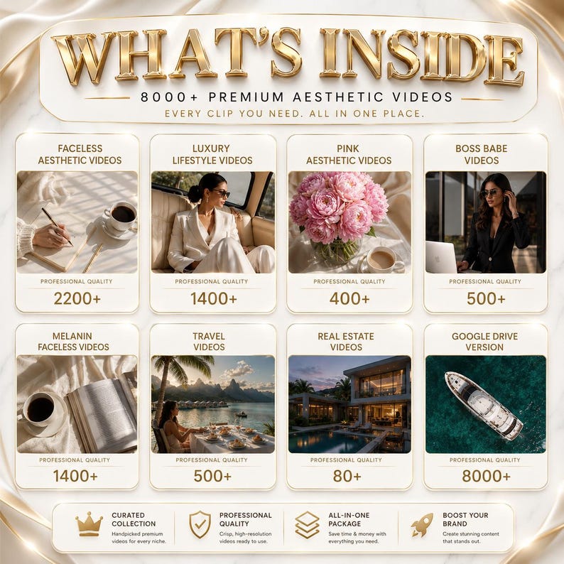 Faceless Reels Bundle | Aesthetic Videos for Instagram TikTok YouTube Shorts | Faceless Marketing | PLR MRR Resell Rights | Instant Download image 2