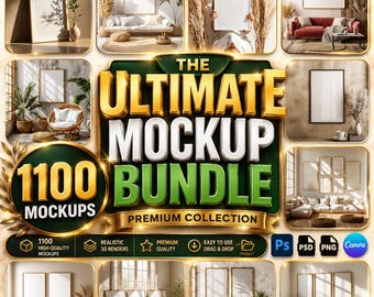1100 WallArt Frame Mockup Bundle | PSD & Canva Templates (Digital Download)