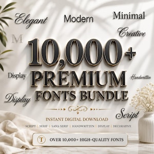 10.000+ Schriftarten Mega Bundle, Schriftarten für kommerzielle Nutzung, Canva Schriftarten, Script Serif Sans Typografie Paket
