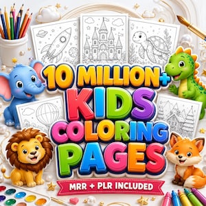 10,000,000+ Coloring Pages Bundle Plr Mrr | 100,000+ Coloring Books Pdf Png Svg Ai | Kids & Adults