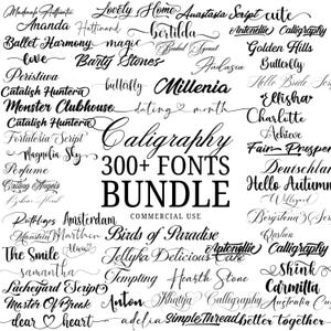 Paquete de más de 300 fuentes de caligrafía / Fuentes decorativas para Cricut, escritura a mano y fuentes para bodas, fuentes de escritura, fuentes para Procreate, fuente cursiva