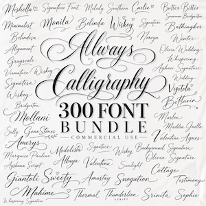 Paket mit über 300 Kalligrafie-Schriftarten | Dekorative Schriftarten für Cricut, Handschrift- und Hochzeitsschriften, Schreibschriften, Procreate-Schriftarten, Kursivschriften