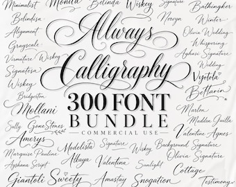 300+ Calligraphy Fonts Bundle | Decorative Fonts for Cricut, handwriting & Wedding Fonts, Script Fonts, Procreate Fonts, Cursive Font
